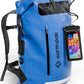 Earth Pak Waterproof Backpack - Heavy Duty Hiking Backpack - Roll-Top Closure - Waterproof Bag - Cushioned Dry Bags Waterproof w/ IPX8 Waterproof Phone Case - Wet Bag for Hiking, Kayak(Blue, 85L)
