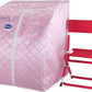 Durasage Personal Ultra Low EMF Portable Infrared Sauna Spa for Home – Detox, Relaxation, 30-Min Timer, Handheld Remote, Heated Footpad, and Chair (Light Pink)