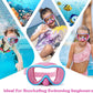 Kids Swim Goggles 180° Snorkel Diving Mask with Nose Cover, Anti-Fog Kids Swimming Goggles with Elastic Fabric Strap for Kids Boys Girls