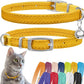 CollarDirect Leather Cat Collar with Removable Bell – Safety Kitten Collar with Elastic Strap (Yellow, 15 - 18 cm)