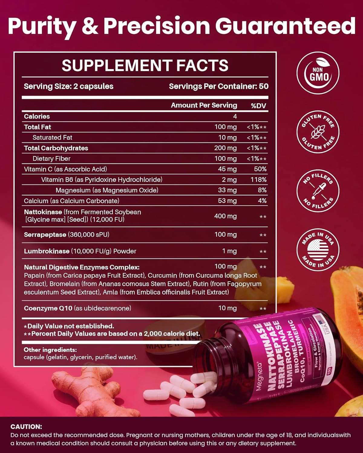 Nattokinase 12,000 FU + Serrapeptase 360,000 SPU + Lumbrokinase & CoQ10 — Max Strength Systemic Enzyme Complex