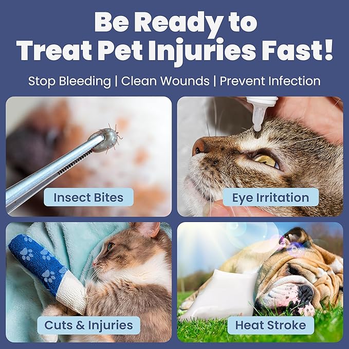 Dog First Aid Kit 2-Pack – Vet-Approved Pet First Aid Supplies for Dogs & Cats in Emergencies – Pet First Aid Guide, Tick Remover, Slip Leash & Medical Essentials for Home, Camping, Car, Travel