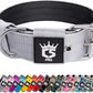TSPRO Tactical Dog Collar 1.5 Inch Wide Thick Dog Collars with Heavy Duty Metal Buckle, Durable, Strong, Adjustable for Medium to Large Dogs (Silver L)