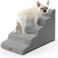 Extra Wide Dog Stairs 19.7" Width, Large Pet Step for Small Medium Dog, Puppy or Cat, Ramp for High Bed or Car, High Density Foam Ladder, Stable, 5 Step, 19.7x33x22.4 inch, White Black