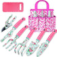 Gardening Tools, 8 Pcs Heavy Duty Floral Garden Tool Set Birthday Gifts for Women WANCHI Rose Red Gardening Kit (Garden Tool Bag Kneeling Pad Weeder Fork Hand Rake Pruning Shears Trowel Transplanter)