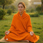 Yogikuti Iyengar Cotton Yoga Blanket Set of One – Thick Handwoven Yoga Blankets for Restorative Yoga, Meditation & Pranayama – Premium Cotton Yoga Blanket for Support & Comfort in Pranayama (Orange)