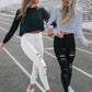 DIBAOLONG Womens High Waist Yoga Pants Cutout Ripped Tummy Control Workout Running Yoga Skinny Leggings