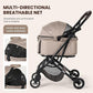 Pet Stroller, Small to Medium Dogs & Cats, Foldable, One-Hand Fold, Detachable Carrier, Latte Color