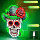 Day of the Dead Neon Sign - Mexican Sugar Skull LED Neon Light for Home & Bar Decor,UV Printed Art with Flexible LED Strip,Halloween & Día de Muertos Party Decoration（green)
