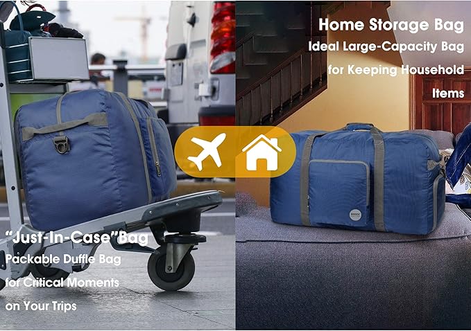 WANDF Foldable Travel Duffel Bag 60-120L Duffle Carry on for Women and Men
