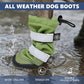 Spark Paws Dog Shoes, Waterproof Dog Boots for Medium to Large Dogs, Non Slip, Breathable Dog Booties and Paw Protectors - 4PCS Doggie Hiking Boots with Reflective Straps - Green - Size 7
