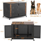 48" Heavy Duty Dog Crate Furniture for Extra Large Dogs, Enclosed Design with 0.5 inch Holes, Indestructible Metal Kennel for High Anxiety Dogs, Chew Proof Pet Cage House Indoor, Brown
