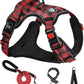 NESTROAD No Pull Dog Harness with Leash, Reflective No Choke Pet Vest Harness,Adjustable Soft Padded Dog Harness with Easy Control Handle for Small Dogs(Checkered Red,Small)