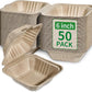 Aricsen Compostable 50 Pack 6x6 Inch Disposable Square Small Lunch Box Takeout Containers with Lid To Go Take Out Clamshell for Food, Eco-Friendly Biodegradable Bagasse, PFAS-Free, Unbleached Brown