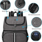 BAGLHER Pet Travel Bag, Double-Layer Pet Supplies Backpack (for All Pet Travel Supplies), Pet Travel Backpack with 2 Silicone Collapsible Bowls and 2 Food Baskets Grey