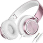 AILIHEN C8 Girls Headphones, On-Ear Headphones Wired with Microphone and Volume Control Foldable Corded Stereo 3.5mm Headset for Girls School Chromebook Laptop Computer PC Tablets Travel (Rose Gold)