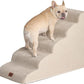 EHEYCIGA Curved Dog Stairs Ramp for High Beds 22.6" H, 5-Step Dog Steps for Small Dogs and Cats, Pet Stairs for High Bed Climbing, Non-Slip Balanced Pet Step Indoor, Beige