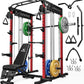 M21 Smith Machine, Multi-Function Power Cage with Dual Pulley Cable Crossover System, 2000LBS All-in-One Squat Rack with Smith Bar and Attachments