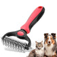 Pet Grooming Brush, Double Sided Undercoat Rake for Dogs & Cats, Professional Deshedding Brush and Dematting Tool, Safe and Effective Removing Knots, Mats, Tangles,and Flying Hair (Pink)
