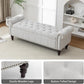 58’’ Storage Bench for Bedroom, Upholstered Button-Tufted Ottoman with Solid Wood Legs, Queen Size End of Bed Shoe Cabinet, Window Seat Foot Rest Stool for Entryway, Living Room (Silver)
