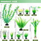 Ameliade Aquarium Artificial Green Plastic Plants Decorations 26 PCS Large Fish Tank Accessories Goldfish Betta Tank Decor
