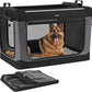 Feandrea Collapsible Dog Crate, 42-Inch Portable Dog Travel Crate for Large Dogs, Oxford Fabric Pet Carrier with 4 Mesh Doors, Handles, Storage Pocket, Water Bottle Holder, Ink Black UPDC021B01