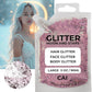 Hair Glitter Gel – Body Glitter for Kids and Women – Iridescent Holograph Cosmetic-Grade Gel w/Moon & Stars for Hair, Body & Face, Applies Smoothly w/o Glue & Washes Off Easily, 3 Oz - Rose 2Pack