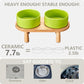 Ceramic Elevated Dog Bowls, Pet Food and Water Bowl Set for Large Dogs, 7.5 Cups Dog Bowls Raised with Wood Stand, 61OZ, Green
