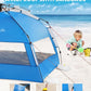 OutdoorMaster Beach Tent with Blackout Shelter Technology, Portable Beach Shade Sun Shelter Canopy for 4-6 Person with UPF 50+ UV Protection, Easy Setup Pop Up Tent Family Size