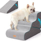 Gardner Pet Dog Stairs for Small Dogs 16.5" H, 2 in 1 Transformable 3-Step Pet Stairs and ramp, Dog Steps for Couch (13-20 in) with Durable Non-Slip Waterproof Cover and CertiPUR-US Certified Foam
