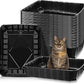 Zubebe 50 Pack Disposable Cat Litter Box for Cats, Large Disposable Kitty Litter Tray Boxes 19.69 x 15.75 x 3.94 Inches Plastic Pets Pan Standard for Indoor Home Travel Portable(Black)