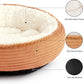 Love's cabin Round Donut Cat and Dog Cushion Bed, 25in Pet Bed for Small or Medium Dogs, Anti-Slip & Water-Resistant Bottom, Soft Durable Fabric Pet Beds, Washable Calming Cat Bed Orange Stripe