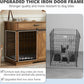 72.5" Extra Large Furniture Style Double Dog Crates for Large Breeds, XXL Wooden Dog Kennel Furniture with Drawers, Divider, Water Resistant & Barn Door for 2 Dogs, Rustic Oak