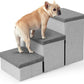 Heeyoo Dog Stairs with Storage, Foldable Dog Steps for Small Dogs, 3 Tiers Non-Slip Pet Stairs for High Beds Or Couch and Sofa, Hold up to 200 lbs Pet Cat