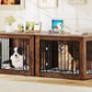 YITAHOME 76 Inch Double Dog Crate Furniture, XXL Dog Crate Furniture for 2 Dogs, Side End Table, Waterproof, Safety Corners, 2-in-1 Iron-Wood Fusion Dog Kennel Furniture for 2 Large Dogs,Rustic Brown