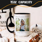 Personalized Coffee Mug 15 Oz, Custom Picture Text or Logo Ceramic Mug, Customized Gift for Men & Women, Taza Personalizada with Photo and Words, Customizable Large Tea Cup | White - Black