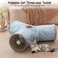 Tempcore Pet Cat Tunnel Tube Toys 3 Way Collapsible, Cat Tunnels for Indoor Cats Fleece-Lined in for Warmth，Kitty Tunnel Bored Cat Pet Toys Peek Hole Toy Ball Cat, Puppy, Kitten, Geometry Blue