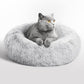 Love's cabin Calming Cat Bed for Indoor Cats, Anti-Anxiety Donut Round Dog Bed, Fluffy Faux Fur Washable Pet Bed for Small Medium Dogs and Cats,Grey,20in