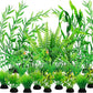 Aquarium Decorations - 25pcs Green Plants for Fish Tank, Plastic Decor Accessories