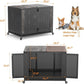 42" Heavy Duty Dog Crate Furniture for Medium and Large Dogs, Enclosed Design with 0.5 inch Holes, Indestructible Metal Kennel for High Anxiety Dogs, Chew Proof Indoor Pet House Cage, Gray