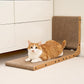 EHEYCIGA Cardboard Cat Scratcher for Indoor Kitten Cats, 19 Inch L Shaped Vertical Cat Scratching Board with Ball Cat Toy, Small Cat Scratcher Pad, Brown
