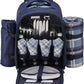 Apollo walker Picnic Backpack Set for 4 with Cooler Compartment,Detachable Bottle/Wine Holder Including Large Picnic Blanket(45"x 53") for Picnic Family and Lovers Gifts,Outdoor,BBQ Time (Blue)