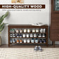 Shoe Bench Storage Rubberwood, Entryway Bench with 3-Tiers Height Adjustable, Shoe Rack Front Door Entrance Organizer for Hallway Living Room, Mudrooms, Walnut,31.5"