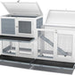 GDLF Two Floors 58" Wooden Indoor Bunny Hutch Rabbit Cage on Wheels Guinea Pig PET House for Small to Medium Animals Waterproof No Leak Tray