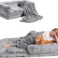 EHEYCIGA Foldable Human Dog Bed, Orthopedic Memory Foam Human Sized Dog Bed, Waterproof Pet Bed for People, Faux Fur Pet Couch for Adult, Faded Black, 72"x44"x11"