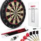 ESPN Dart Board Includes 6 Steel Tip Darts, Bristle Dartboard with Radial Spider Wire and Staple Free Bullseye, Ideal Party Games for Adults