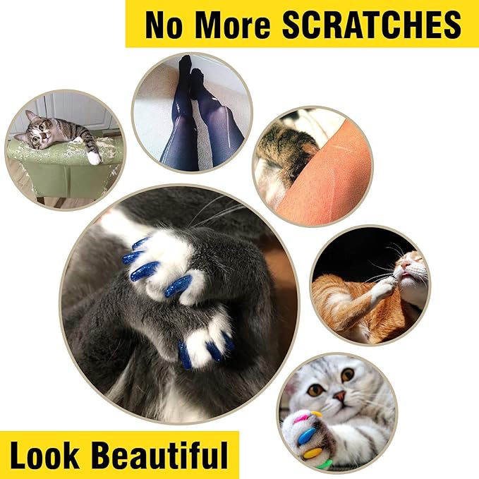 zetpo Cat Nail Caps | Cat Claw Covers | with Adhesives and Applicators (M, 12x Colors/Leo | 120 pcs)