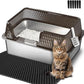 Suhaco Stainless Steel Litter Box Side Entry, Kitty Black Litter Mat and White Scoop Included Covered Metal High Sided Large Cat Litter Box with Lid Removable Enclosure for Medium Cats (Black)
