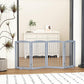 Freestanding Wooden Pet Gate - Foldable Indoor Dog Gate, 80 Inch Wide, 4 Panels, Grey