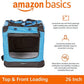 Amazon Basics Folding Portable Soft Pet Dog Crate Carrier Kennel, 26 x 18 x 18 inches, Blue